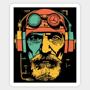 Vintage Cyberpunk Pilot Pop Art Portrait Sticker